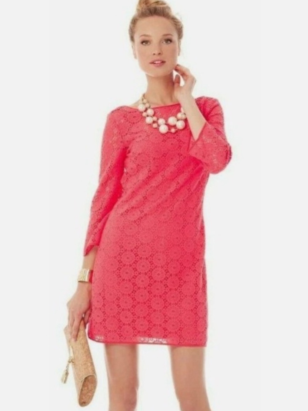 Lily Pulitzer Coral Crochet Lace Dress Size XL